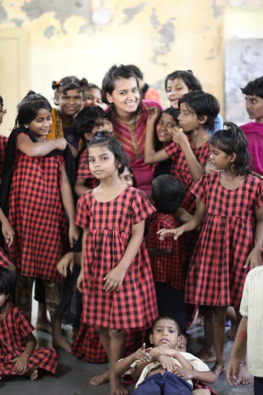 Sanjukta Krishnagopal at orphanage with kids